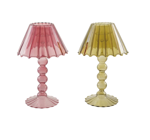 Glass Scalloped Table Light Tealight/Taper Holder, 2 Colors