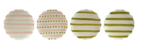 Hand-Painted Stoneware Scalloped Plate, 4 Styles