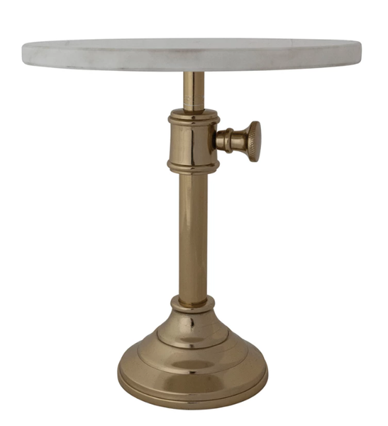 Adjustable Metal Pedestal with Marble Top