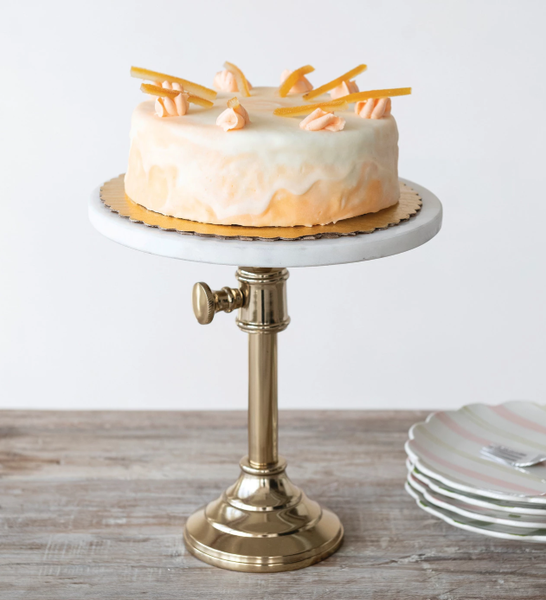 Adjustable Metal Pedestal with Marble Top