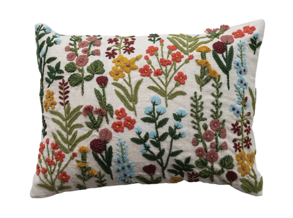 ミナペルホネン necco cushion northern flower Lumbar Pillow with Hand-Embroidered Flowers – Lichen or Knot Plant