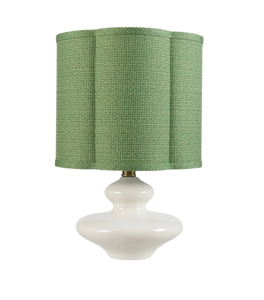 Table Lamp with Scalloped Green Fabric Shade