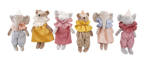 Plush Animal in Collar, Clothes & Hat/Bow, 6 Styles