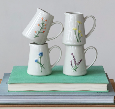 Embossed Creamer with Botanicals, 4 Styles
