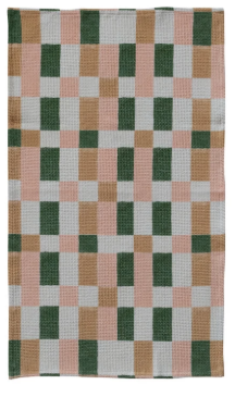 Waffle Weave Tea Towel with Check/Plaid Pattern, 3 Styles