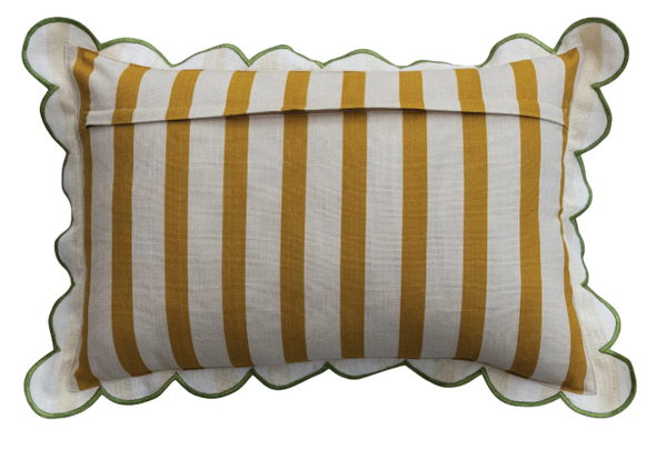 Striped Lumbar Pillow with Scalloped Flange
