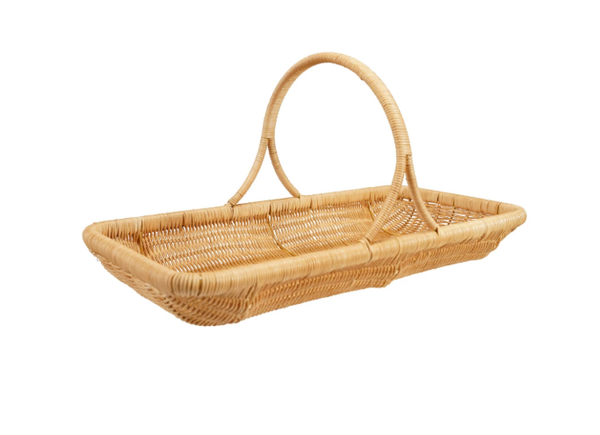 Hand-Woven Rattan Basket with Handle