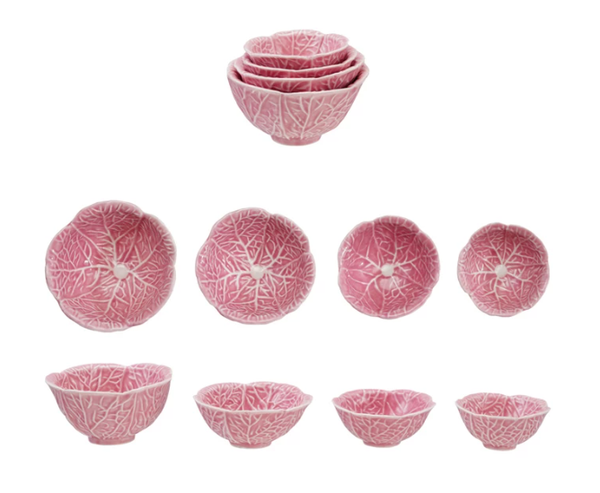 Cabbage Shaped Prep Bowls, Pink, Set of 4