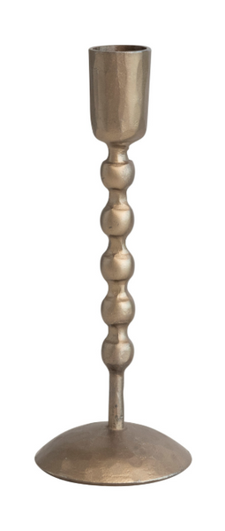 Hand-Forged Iron Taper Holders, Antique Brass Finish  |  2 Sizes