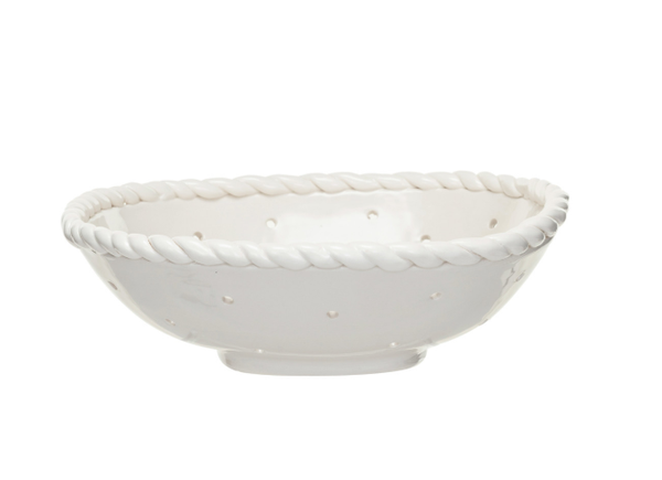 Stoneware Colander w/ Hand Twisted Edge