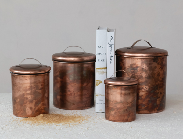 Stainless Steel Canisters, Oxidized Copper Finish  |  4 Sizes