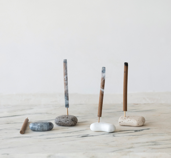 Marble/Travertine Organic Shaped Incense Holder, 4 Styles