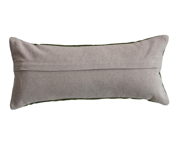Cotton Velvet Lumbar Pillow with Embroidered Butterflies