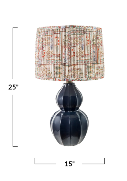 Stoneware Table Lamp with Fabric Shade & Inline Switch