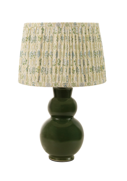 Stoneware Table Lamp with Pleated Fabric Shade & Inline Switch