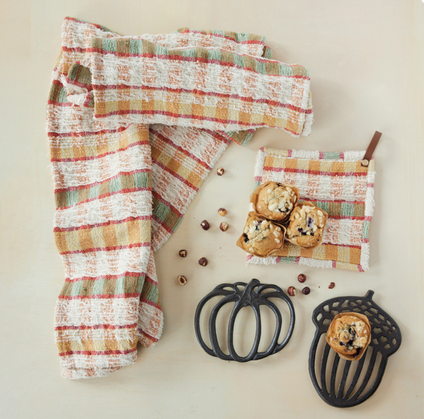 Woven Cotton Slub & Wool Striped Table Runner