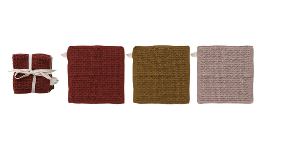 Cotton Knit Dish Cloths, Set of 3