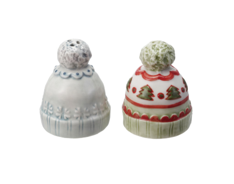 Stoneware Hat Shaped Salt & Pepper Shakers, Set of 2