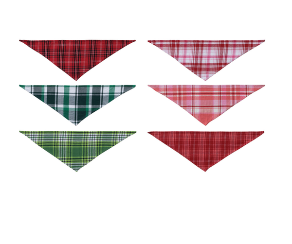 Flannel Dog Scarf with Tartan Plaid Pattern  |  Various Styles