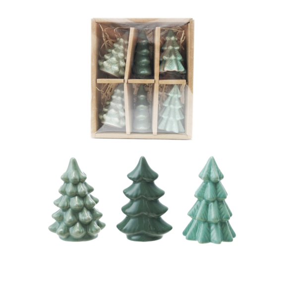 2-1/2"H Stoneware Trees, Set of 6