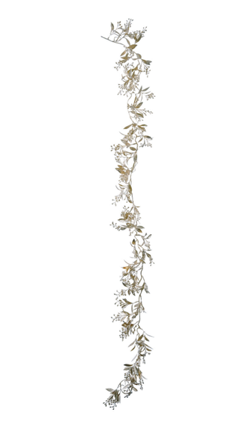 Faux Leaves & Berries Garland, Antique Silver
