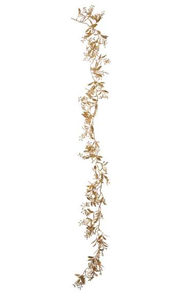 Faux Leaves & Berries Garland, Antique Gold