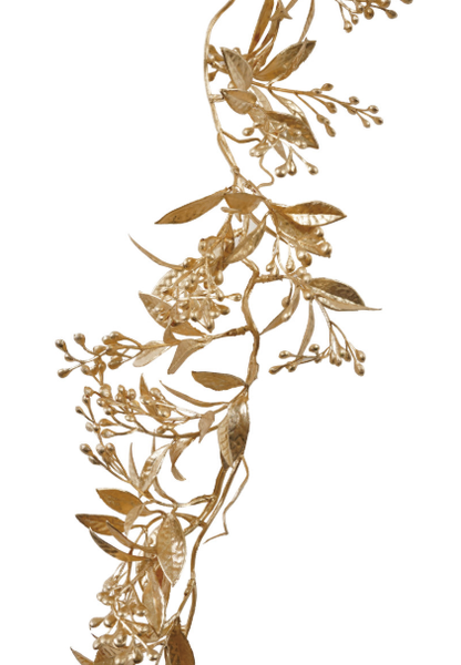 Faux Leaves & Berries Garland, Antique Gold