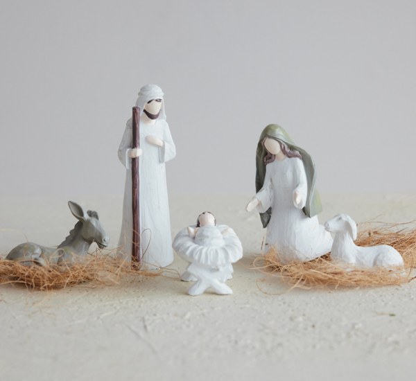 5 Piece Holy Family with Donkey & Sheep