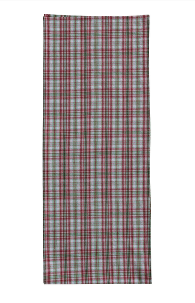 Woven Cotton Table Runner with Plaid Pattern