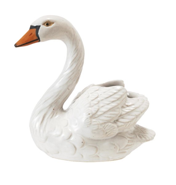 Stoneware Swan Shaped Toothpick Holder