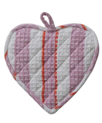 Heart Shaped Pot Holder with Stripes, 3 Styles