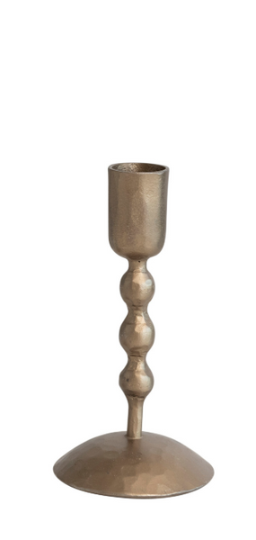 Hand-Forged Iron Taper Holders, Antique Brass Finish  |  2 Sizes
