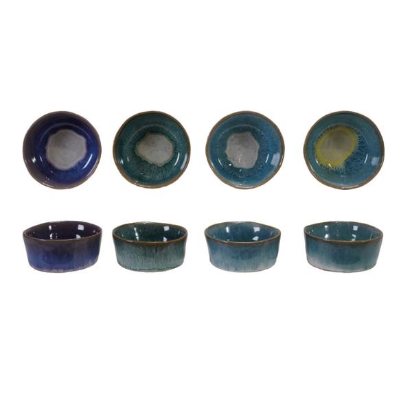 Small Stoneware Dish with Reactive Glaze, 4 colors