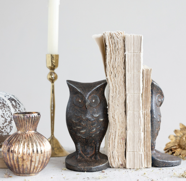 Pair of Cast Iron Owl Shaped Bookends