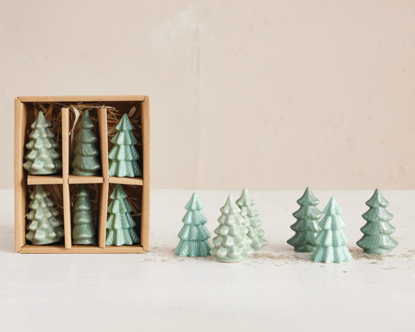 2-1/2"H Stoneware Trees, Set of 6