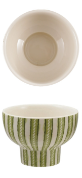 Stoneware Footed Bowl with Holiday Pattern