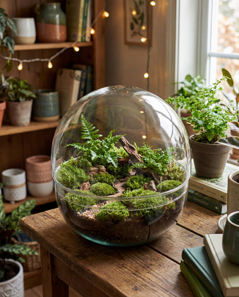 Recycled Handblown Terrarium Closed Glass Vase (11" x 11")
