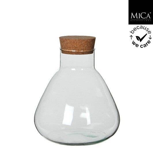 Recycled Handblown Closed Cork Terrarium Glass (8.8" x 9.7")