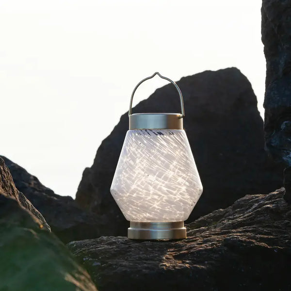 Boaters Lantern - 7.5" Glass Outdoor Solar Lantern - Cone