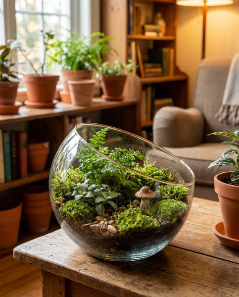 Recycled Handblown Open Moon Terrarium Glass Vase (9.5" x8")