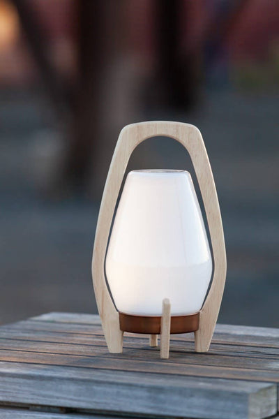 Portable Wood & Glass LED Drifter Lantern - 12.25" Bronze