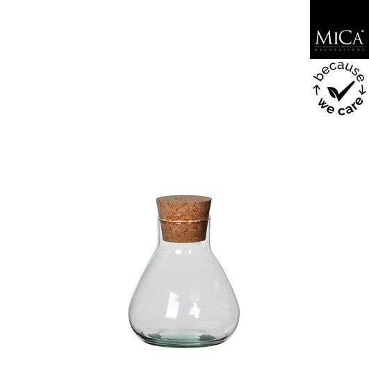 Small Recycled Handblown Cork Terrarium Glass (4.3" x 4.7")