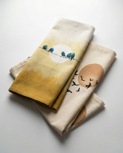 Yellow & Gold Skies Cotton Kitchen Towel Bundle of 2