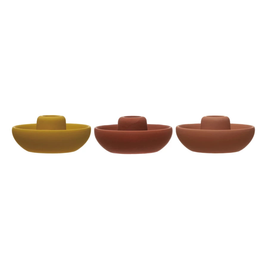 Stoneware Taper Holder, 3 Colors