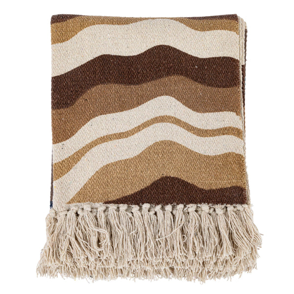 Recycled Printed Throw w/ Marbled Design & Fringe