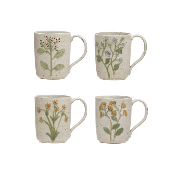 12 oz. Hand-Painted Botanical Mug
