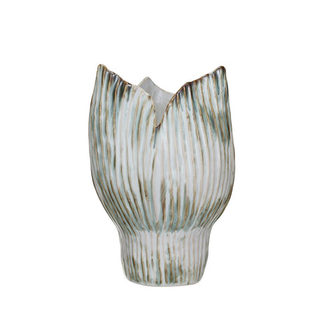Stoneware Pleated Sculptural Vase