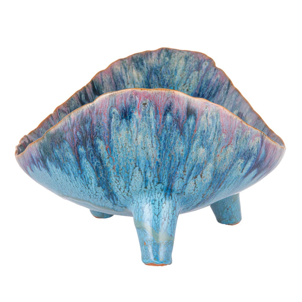 Stoneware Organic-Shaped Footed Bowl