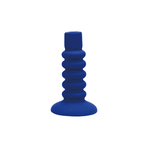 Stoneware Taper Holder, Latex Glaze, Blue