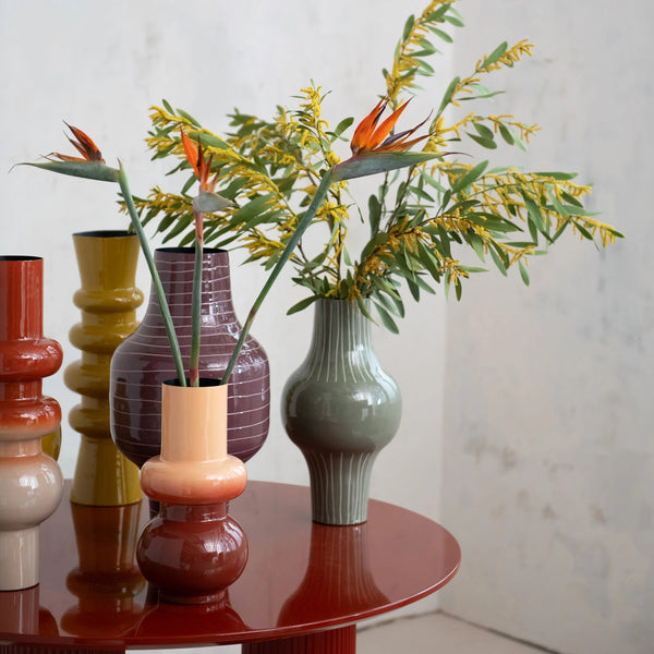 Enameled Metal Vase, Rust & Nude